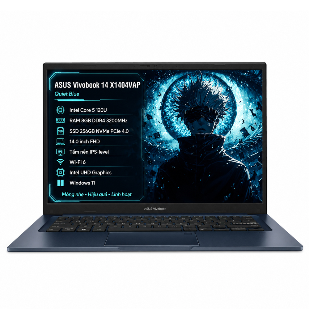 Laptop Asus Vivobook 14 X1404V (I5-120U, 8Gb DR4 / 256Gb Nvme/ 14 Fhd / Win 11 / Quiet Blue) (NK)