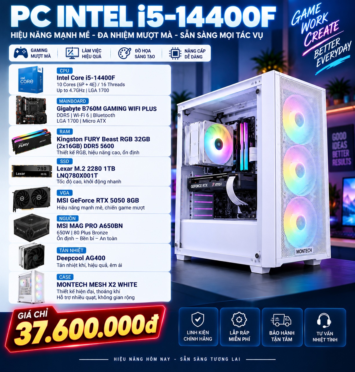 PC GAMING i5-14400F – RTX 5050 8GB | RAM 32GB DDR5