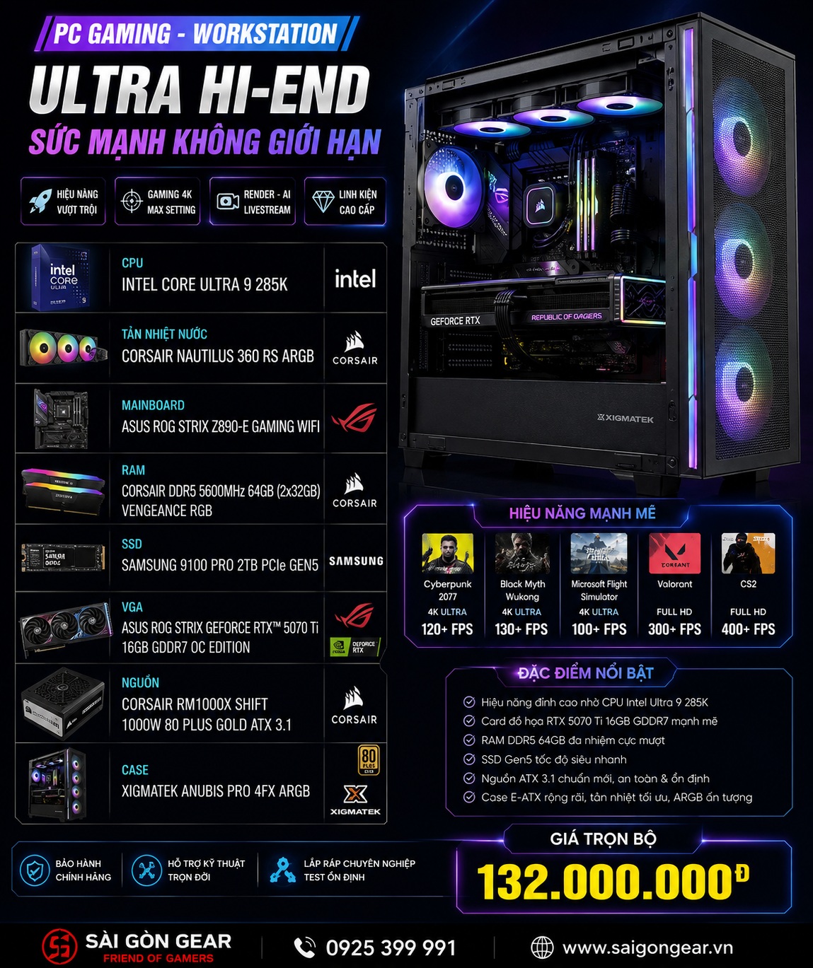 PC ULTRA HI-END  Ultra 9 285K 5070ti