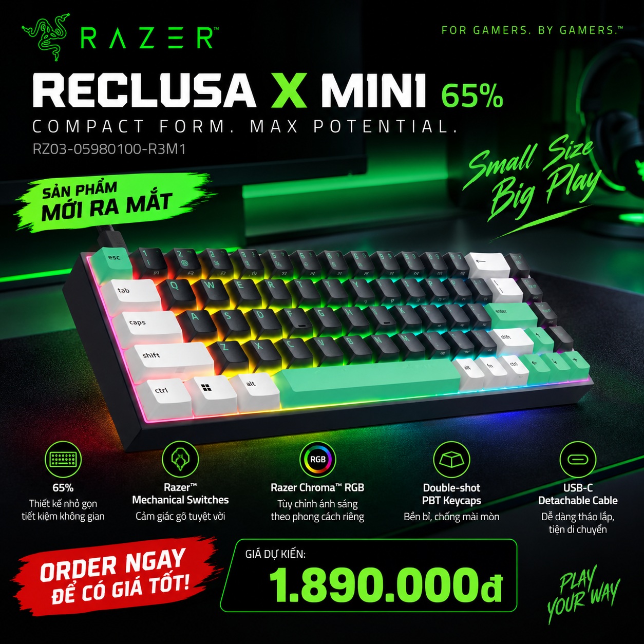 bàn phím Razer Reclusa X Mini 65%