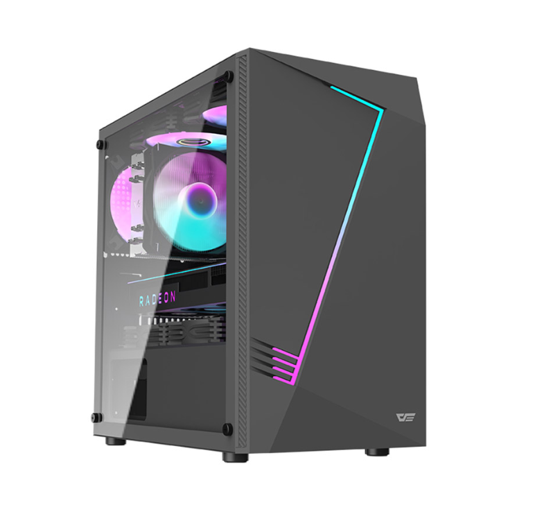 Case máy tính Darkflash AL390 Black (MATX, Led ARGB, Màu Đen)