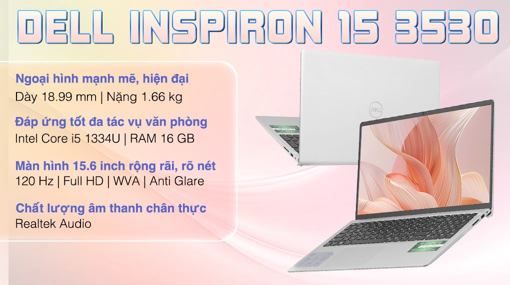 Inspiron N3530 i5U165W11SLU i5-1334U| 16GB| 512GB| 15.6FHD| Win11+Office
